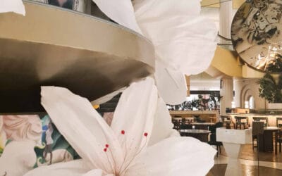 Una columna de pétalos blancos